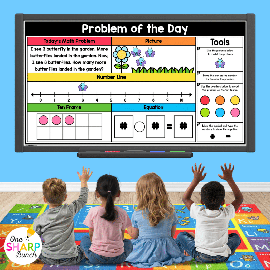 Transform calendar time in your kindergarten classroom with meaningful calendar time activities, simple tips, and engaging morning meeting ideas! After rotating through the daily calendar slides, complete the letter of the day, number of the day, shape of the day, and word of the day orthographic mapping slides. Then, use the built-in math and literacy review slides to build number sense and phonics/phonemic awareness skills during your morning meeting activities.