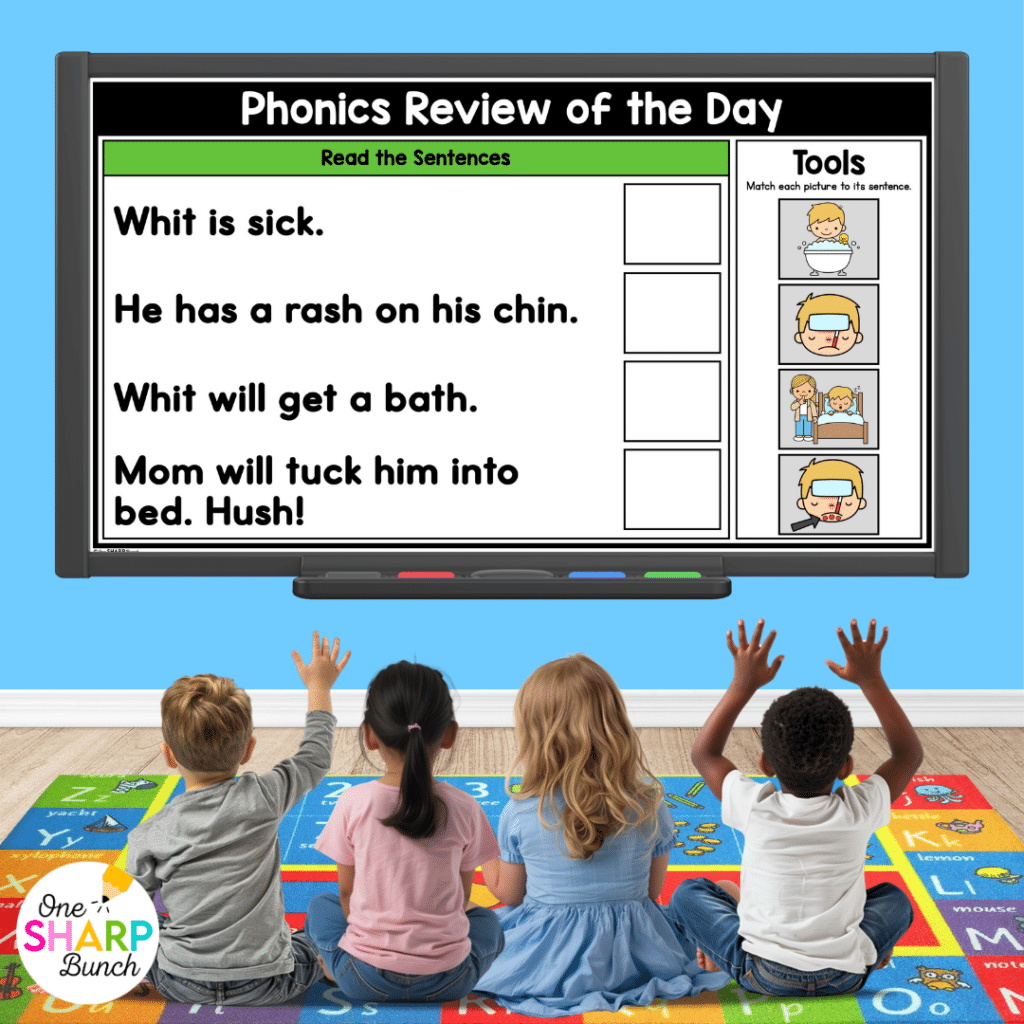Transform calendar time in your kindergarten classroom with meaningful calendar time activities, simple tips, and engaging morning meeting ideas! After rotating through the daily calendar slides, complete the letter of the day, number of the day, shape of the day, and word of the day orthographic mapping slides. Then, use the built-in math and literacy review slides to build number sense and phonics/phonemic awareness skills during your morning meeting activities.