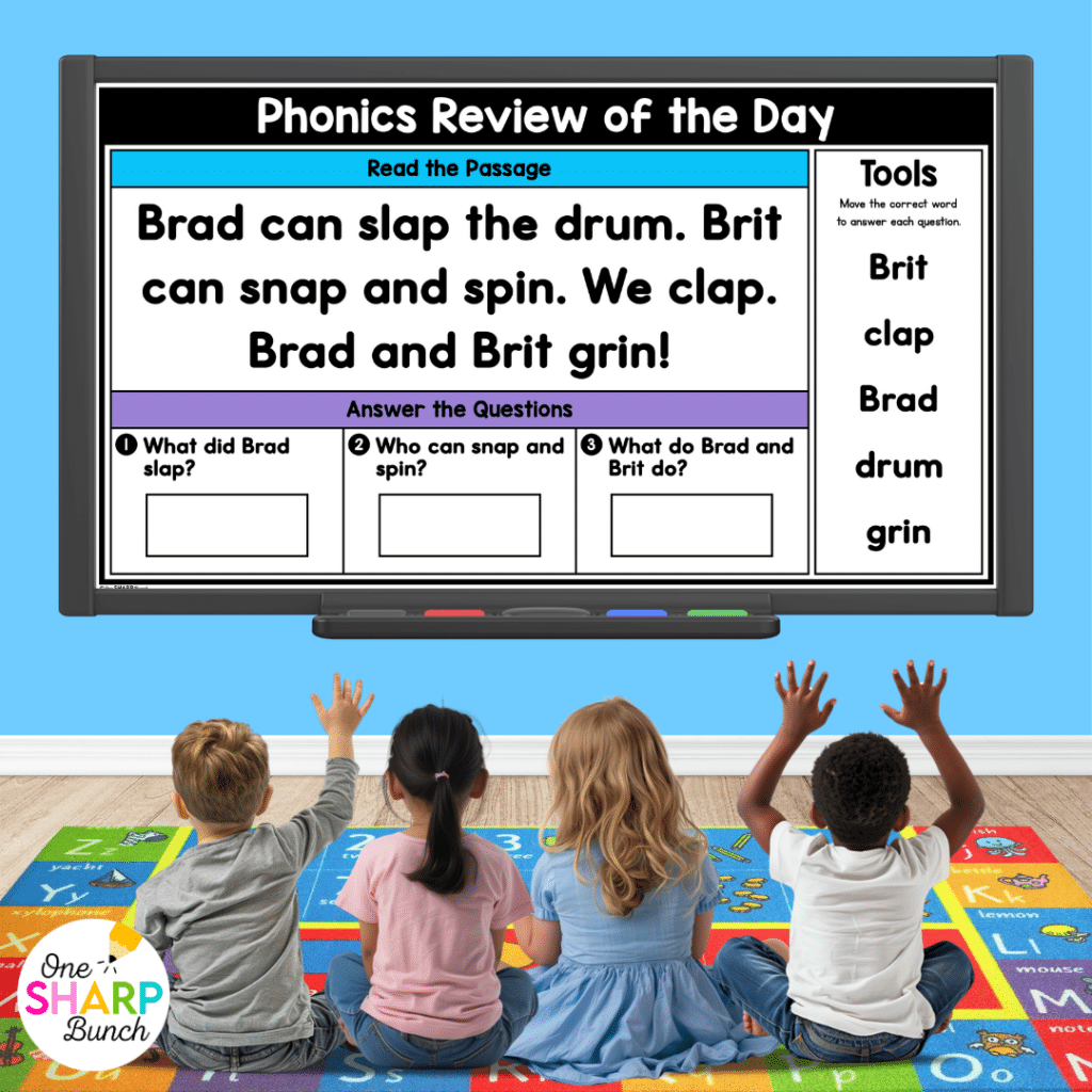 Transform calendar time in your kindergarten classroom with meaningful calendar time activities, simple tips, and engaging morning meeting ideas! After rotating through the daily calendar slides, complete the letter of the day, number of the day, shape of the day, and word of the day orthographic mapping slides. Then, use the built-in math and literacy review slides to build number sense and phonics/phonemic awareness skills during your morning meeting activities.