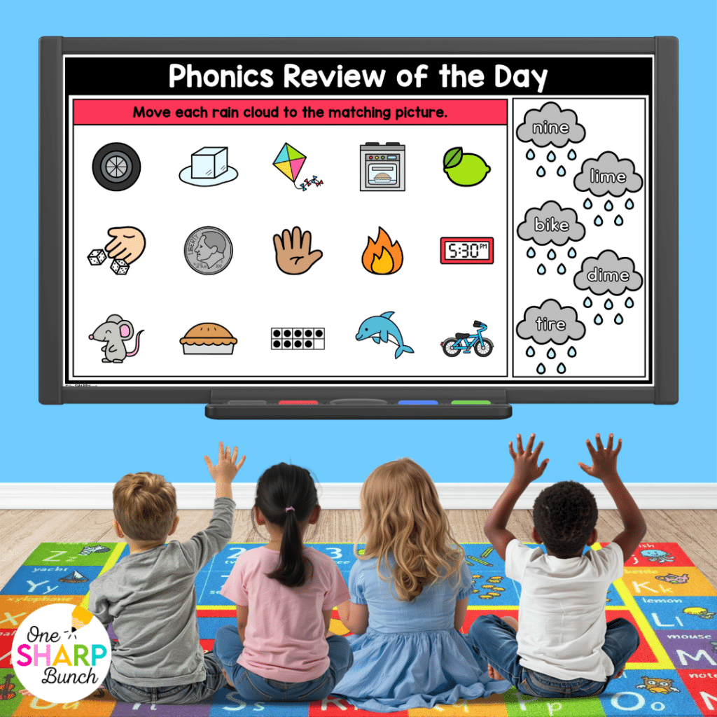 Transform calendar time in your kindergarten classroom with meaningful calendar time activities, simple tips, and engaging morning meeting ideas! After rotating through the daily calendar slides, complete the letter of the day, number of the day, shape of the day, and word of the day orthographic mapping slides. Then, use the built-in math and literacy review slides to build number sense and phonics/phonemic awareness skills during your morning meeting activities.