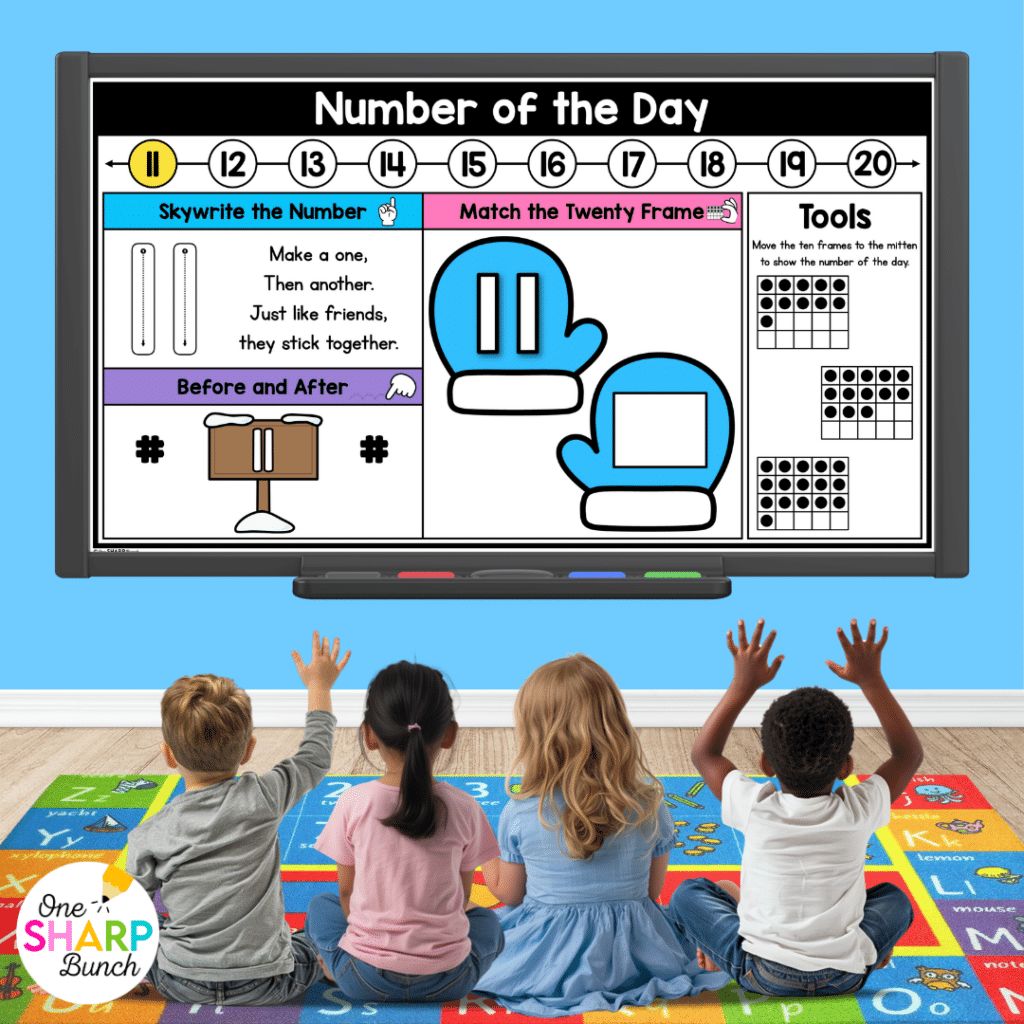 Transform calendar time in your kindergarten classroom with meaningful calendar time activities, simple tips, and engaging morning meeting ideas! After rotating through the daily calendar slides, complete the letter of the day, number of the day, shape of the day, and word of the day orthographic mapping slides. Then, use the built-in math and literacy review slides to build number sense and phonics/phonemic awareness skills during your morning meeting activities.