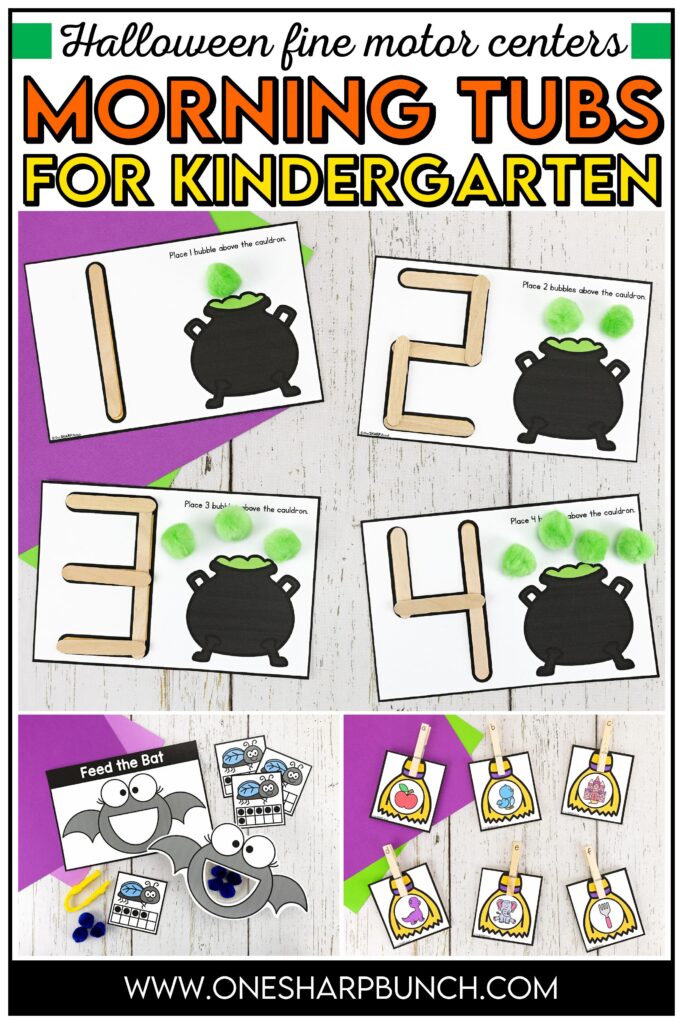 Explore 20 fine motor activities for October designed for kindergarten morning work, kindergarten centers, and early finishers with easy, hands-on fall themes. These fine motor morning tubs for kindergarten allow students to work on CVC words, beginning sounds, rhyming words and letter recognition. They also work on 2D shapes, nonstandard measurement, subitizing, 1:1 counting, and ten frames with the fall math activities. Learn more about these fall fine motor activities, here!