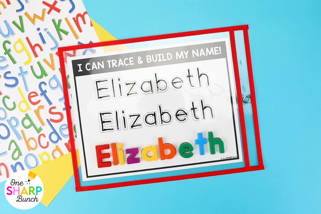 Learn how to create and use name kits with engaging name activities that build name recognition and name writing skills in preschool and kindergarten. These hands-on name practice activities include name tracing worksheets and other fine motor name activities that students can use independently. Perfect back to school activities and easy DIY name activities for early finishers, centers, morning work, or practice all year long!