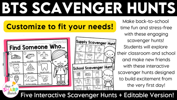 Back to School Scavenger Hunt Community Building Activity First Week of School Back to School Scavenger Hunt Community Building Activity First Week of School