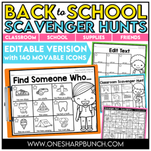 Back to School Scavenger Hunt Community Building Activity First Week of School