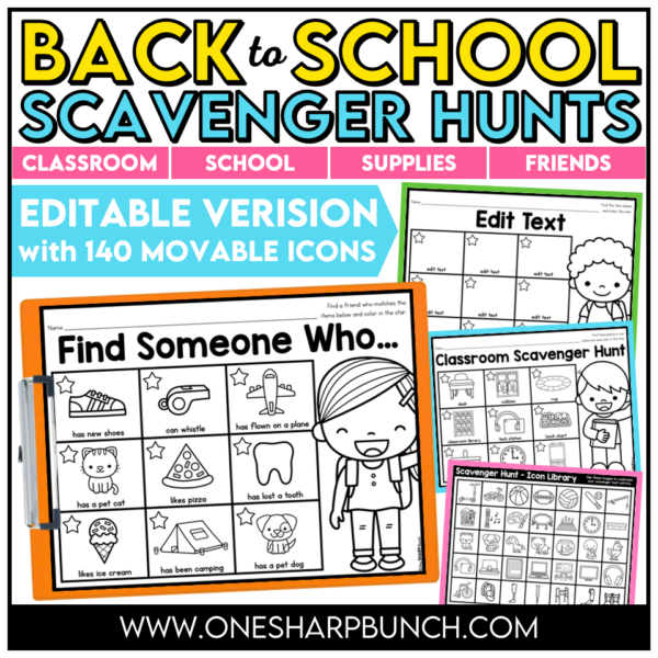 Back to School Scavenger Hunt Community Building Activity First Week of School