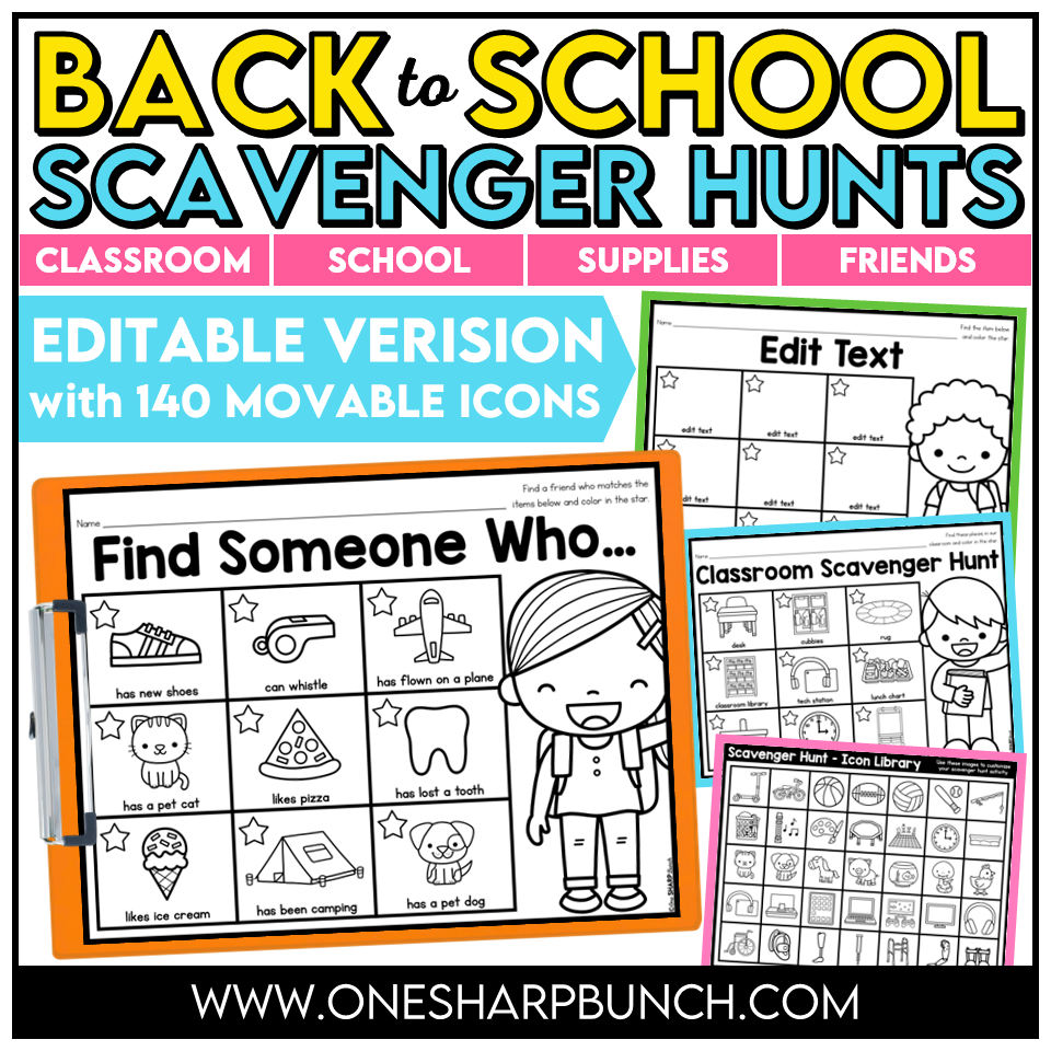 Back to School Scavenger Hunt Community Building Activity First Week of School