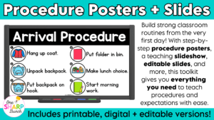 Editable Classroom Procedures, Routines, Rules, and Expectations Slides & Posters