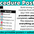 Establish strong routines and procedures from day one with these editable classroom procedures and routines posters! Perfect for back to school and the first week of school, this classroom management resource includes everything you need to explicitly teach classroom rules and expectations, model daily routines, and build student independence. Easily customize the editable posters to match the unique procedures and routines in your classroom!