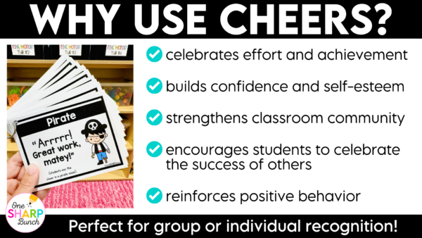 Class Cheers and Shout Outs for Building Classroom Community Celebrate student success while building classroom community with these fun and engaging class cheers! Perfect for back to school and the first week of school, these printable classroom cheers make it easy to recognize effort, celebrate accomplishments with meaningful shout outs, and create a positive classroom culture where every student feels valued!