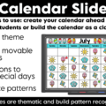 Daily July Calendar Slides for Morning Meeting Editable Digital Calendar Slides