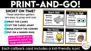 Capture students' attention in seconds with these engaging call and response classroom callbacks! Perfect for back to school and the first week of school, these fun class callbacks, attention getters, and attention grabbers help with building community while teaching routines and procedures that create a calm, focused, and well-managed classroom!