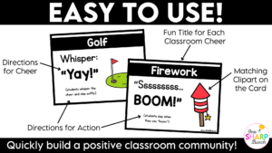 Celebrate student success while building classroom community with these fun and engaging class cheers! Perfect for back to school and the first week of school, these printable classroom cheers make it easy to recognize effort, celebrate accomplishments with meaningful shout outs, and create a positive classroom culture where every student feels valued!