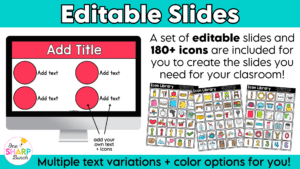 Establish strong routines and procedures from day one with these editable classroom procedures and routines slides! Perfect for back to school and the first week of school, this classroom management resource includes everything you need to explicitly teach classroom rules and expectations, model daily routines, and build student independence. Easily customize the editable slides to match the unique procedures and routines in your classroom!