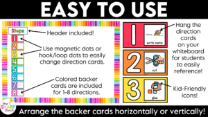 Establish clear classroom visual directions from day one with these printable visual direction cards and visual digital slides! Perfect for back to school and beyond, this classroom management resource helps you reinforce classroom routines, reduce repeated verbal directions, and clearly communicate expectations. With consistent visual cues for everyday tasks and activities, students always know what to do next, helping them build independence and stay engaged throughout the school day!