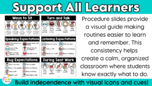 Establish strong routines and procedures from day one with these editable classroom procedures and routines slides! Perfect for back to school and the first week of school, this classroom management resource includes everything you need to explicitly teach classroom rules and expectations, model daily routines, and build student independence. Easily customize the editable slides to match the unique procedures and routines in your classroom!