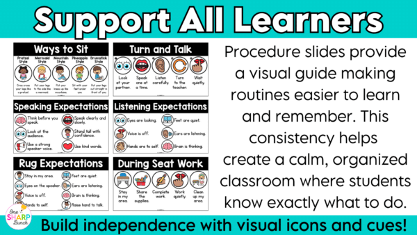 Editable Classroom Procedures, Routines, Rules, and Expectations Slides Establish strong routines and procedures from day one with these editable classroom procedures and routines slides! Perfect for back to school and the first week of school, this classroom management resource includes everything you need to explicitly teach classroom rules and expectations, model daily routines, and build student independence. Easily customize the editable slides to match the unique procedures and routines in your classroom!