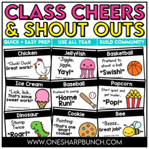 Celebrate student success while building classroom community with these fun and engaging class cheers! Perfect for back to school and the first week of school, these printable classroom cheers make it easy to recognize effort, celebrate accomplishments with meaningful shout outs, and create a positive classroom culture where every student feels valued!