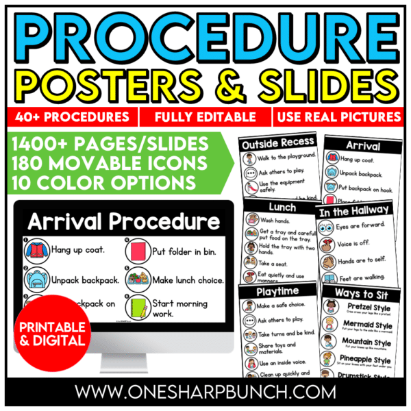 Editable Classroom Procedures, Routines, Rules, and Expectations Slides & Posters