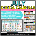 Daily July Calendar Slides for Morning Meeting Editable Digital Calendar Slides