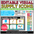 Simplify classroom management with these editable visual supply cards and editable visual supply digital slides! Perfect for back to school and beyond, these visual supplies and supply visuals clearly show students exactly what materials they need for any lesson or activity. Designed to support consistent classroom routines and procedures, these visual supply cards reduce repeated questions, help students gather materials independently, and keep transitions and learning activities running smoothly!