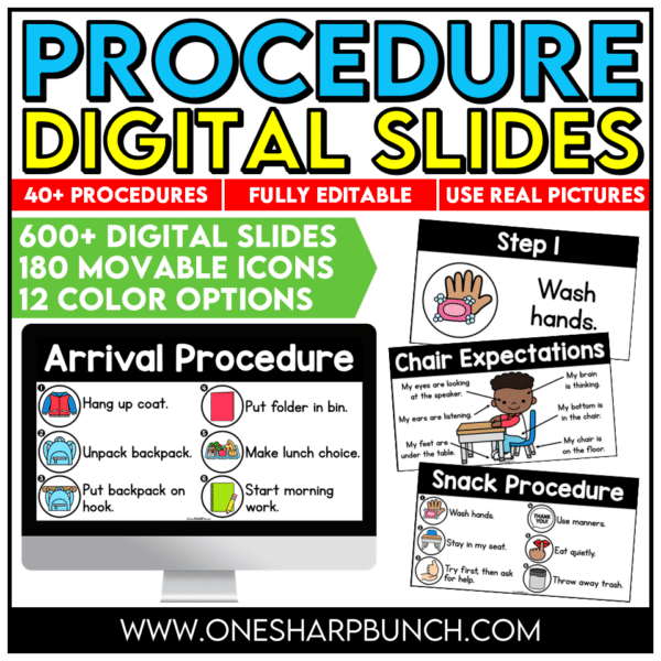 Editable Classroom Procedures, Routines, Rules, and Expectations Slides