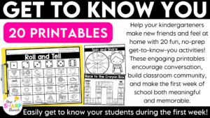 Build classroom community from the first day of school with 20+ printable getting to know you activities! Perfect for back to school activities, the first week of school, classroom community building, get to know you, and all about me lessons, this collection of engaging, ready-to-use printables helps students learn about one another while practicing oral language, listening, drawing, graphing, and cooperative learning skills. The beginning of the school year is busy enough, so these print-and-go activities make it easy to build relationships and create meaningful classroom connections from day one!