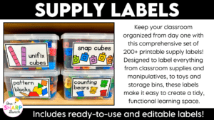 Editable Classroom Supply Labels for Back to School Classroom Organization