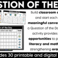 Jumpstart your morning with simple attendance questions that get everyone talking! These printable and digital Question of the Day activities are the perfect way to add meaningful conversation and connection to your morning routine. Use these conversation starters during your morning meeting, morning work, or daily classroom routine as students answer questions, share their ideas, and get to know one another. With 30 engaging questions, you'll have an easy, no-prep activity ready to go!