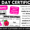 Celebrate the excitement of back to school with an editable first day certificate your students will be proud to take home! These first day of school certificates, including a first day of kindergarten certificate, are an easy way to commemorate this special milestone and make the first day feel extra special!
