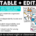Editable Classroom Supply Labels for Back to School Classroom Organization