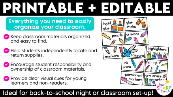 Editable Classroom Supply Labels for Back to School Classroom Organization Editable Classroom Supply Labels for Back to School Classroom Organization