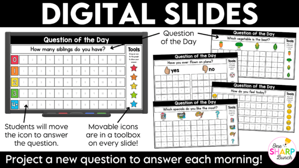 Back to School Question of the Day Jumpstart your morning with simple attendance questions that get everyone talking! These printable and digital Question of the Day activities are the perfect way to add meaningful conversation and connection to your morning routine. Use these conversation starters during your morning meeting, morning work, or daily classroom routine as students answer questions, share their ideas, and get to know one another. With 30 engaging questions, you'll have an easy, no-prep activity ready to go!