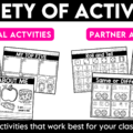 Build classroom community from the first day of school with 20+ printable getting to know you activities! Perfect for back to school activities, the first week of school, classroom community building, get to know you, and all about me lessons, this collection of engaging, ready-to-use printables helps students learn about one another while practicing oral language, listening, drawing, graphing, and cooperative learning skills. The beginning of the school year is busy enough, so these print-and-go activities make it easy to build relationships and create meaningful classroom connections from day one!