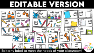 Editable Classroom Supply Labels for Back to School Classroom Organization
