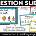 Jumpstart your morning with simple attendance questions that get everyone talking! These printable and digital Question of the Day activities are the perfect way to add meaningful conversation and connection to your morning routine. Use these conversation starters during your morning meeting, morning work, or daily classroom routine as students answer questions, share their ideas, and get to know one another. With 30 engaging questions, you'll have an easy, no-prep activity ready to go!