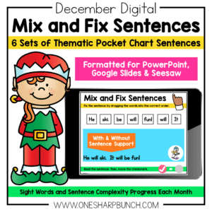 Digital December Pocket Chart Sentences | Predictable Sight Word Sentences