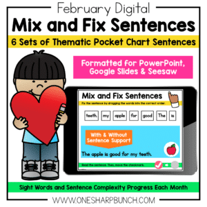 Digital February Pocket Chart Sentences | Predictable Sight Word Sentences