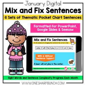 Digital January Pocket Chart Sentences | Predictable Sight Word Sentences