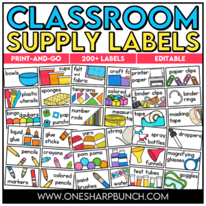 Editable Classroom Supply Labels for Back to School Classroom Organization