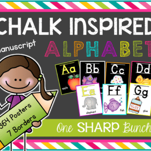 Chalk Inspired Alphabet Flash Cards & Editable Word Wall {Manuscript}