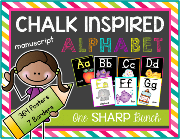 Chalk Inspired Alphabet Flash Cards & Editable Word Wall {Manuscript}