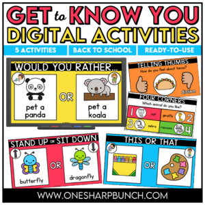 Build classroom community from day one with these digital getting to know you activities! Perfect for back to school activities, the first week of school, classroom community building, get to know you, and all about me lessons, these interactive slides get students moving, talking, and learning about one another in a fun, engaging way. The beginning of the school year is busy enough, so these no-prep digital slides are ready to use—simply project them and start playing! Whether you're looking to break the ice, encourage participation, or add movement to your day, these engaging activities make it easy to create meaningful connections while keeping students actively involved!