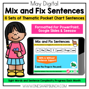 Digital May Pocket Chart Sentences | Predictable Sight Word Sentences