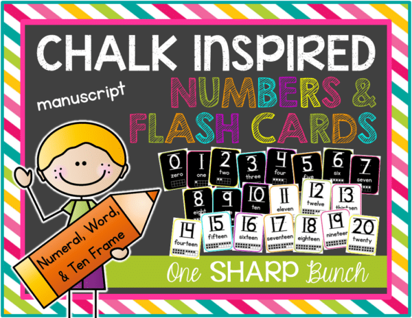 Chalk Inspired Number Posters & Flash Cards