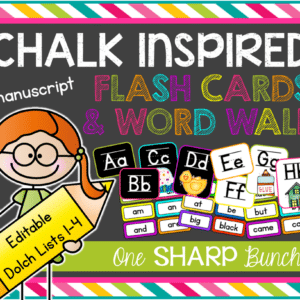 Chalk Inspired Alphabet Flash Cards & Editable Word Wall