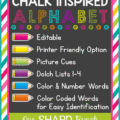 Chalk Inspired Alphabet Flash Cards & Editable Word Wall