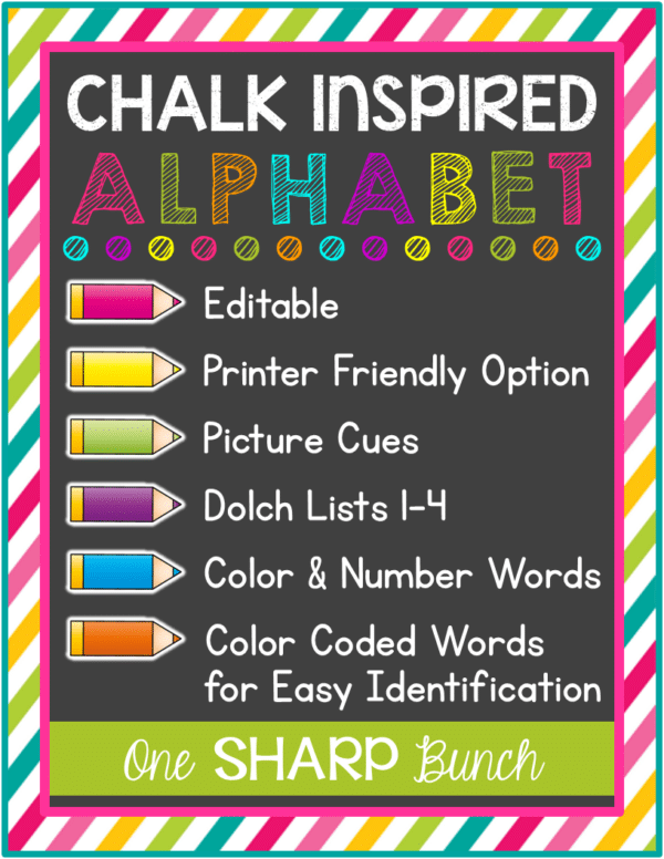 Chalk Inspired Alphabet Flash Cards & Editable Word Wall Chalk Inspired Alphabet Flash Cards & Editable Word Wall