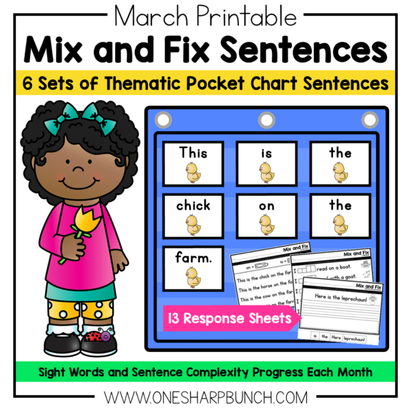 March Pocket Chart Sentences | Predictable Sight Word Sentences