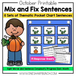 October Pocket Chart Sentences | Predictable Sight Word Sentences